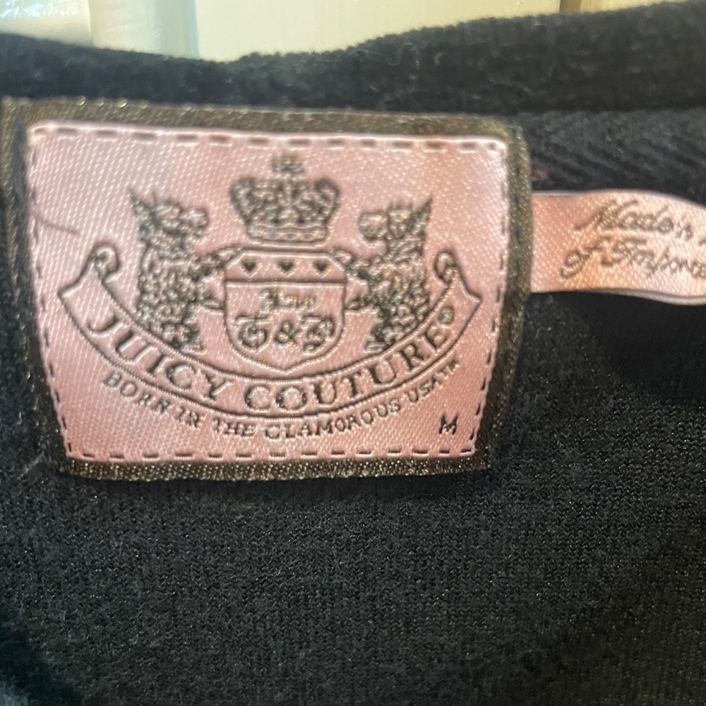 Vintage Juicy Couture Black Velour Track Suit - Hoodie and Pants - Picture 3 of 7